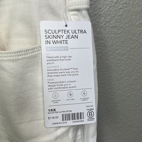 NWT Athleta Sculptek Skinny White Jeans Summer Plus Size Jeans 22X - Picture 6 of 8